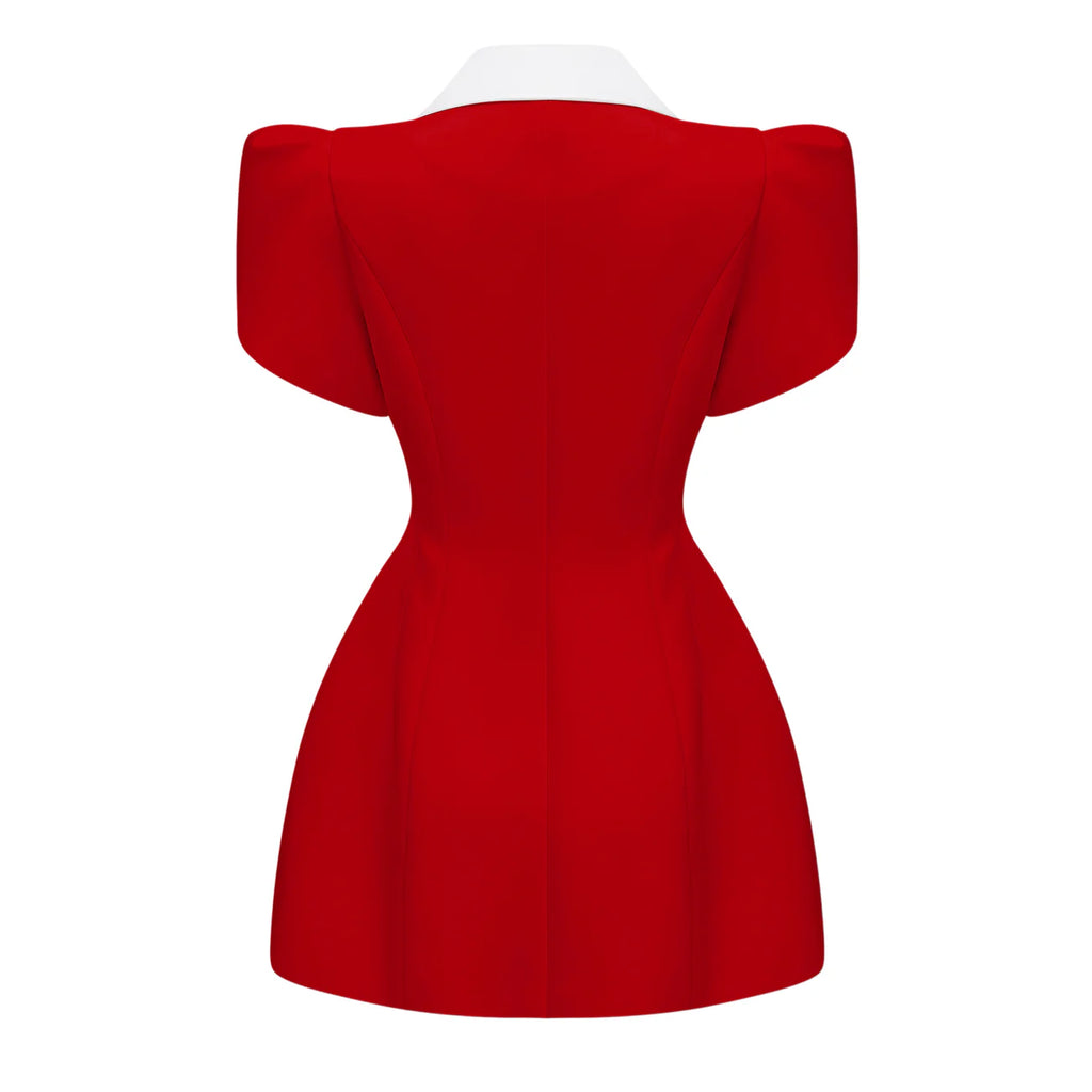 Acharya Red Shawl Lapel Mini Dress