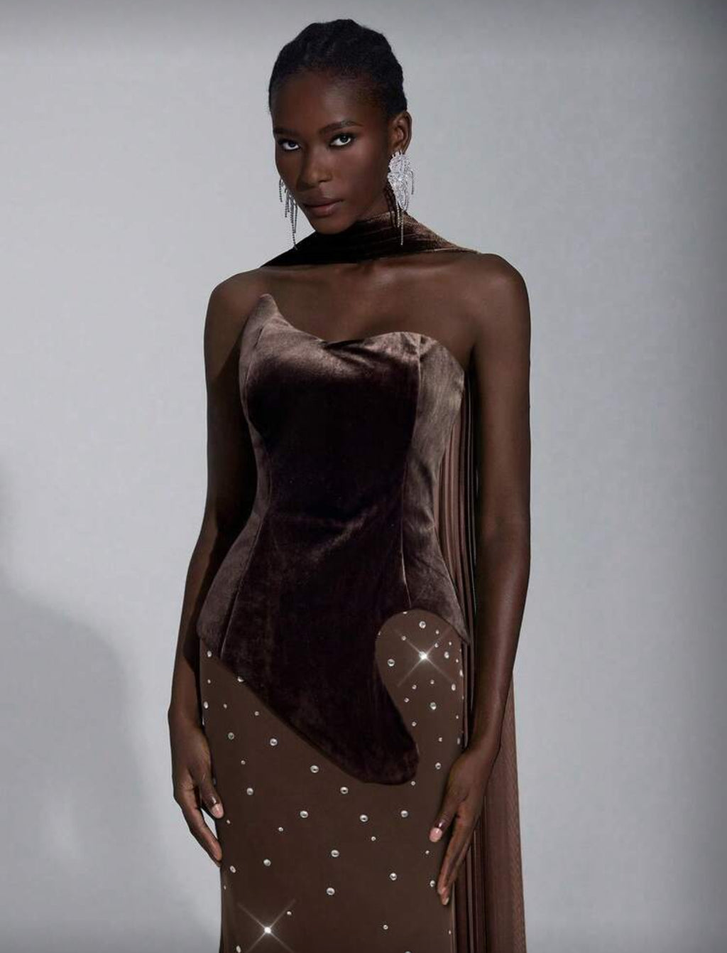 Eli Elegant Velvet Heavily Embellished Dress
