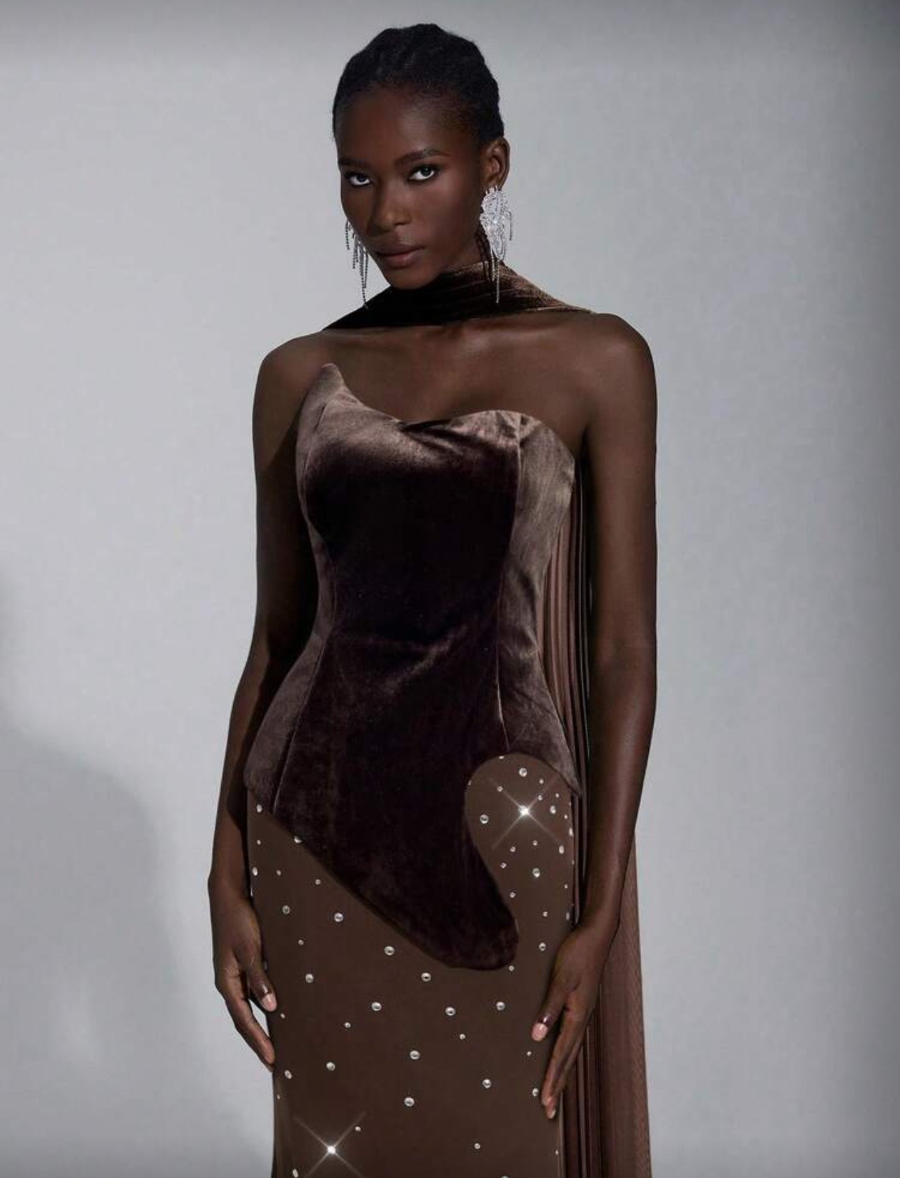Eli Elegant Velvet Heavily Embellished Dress