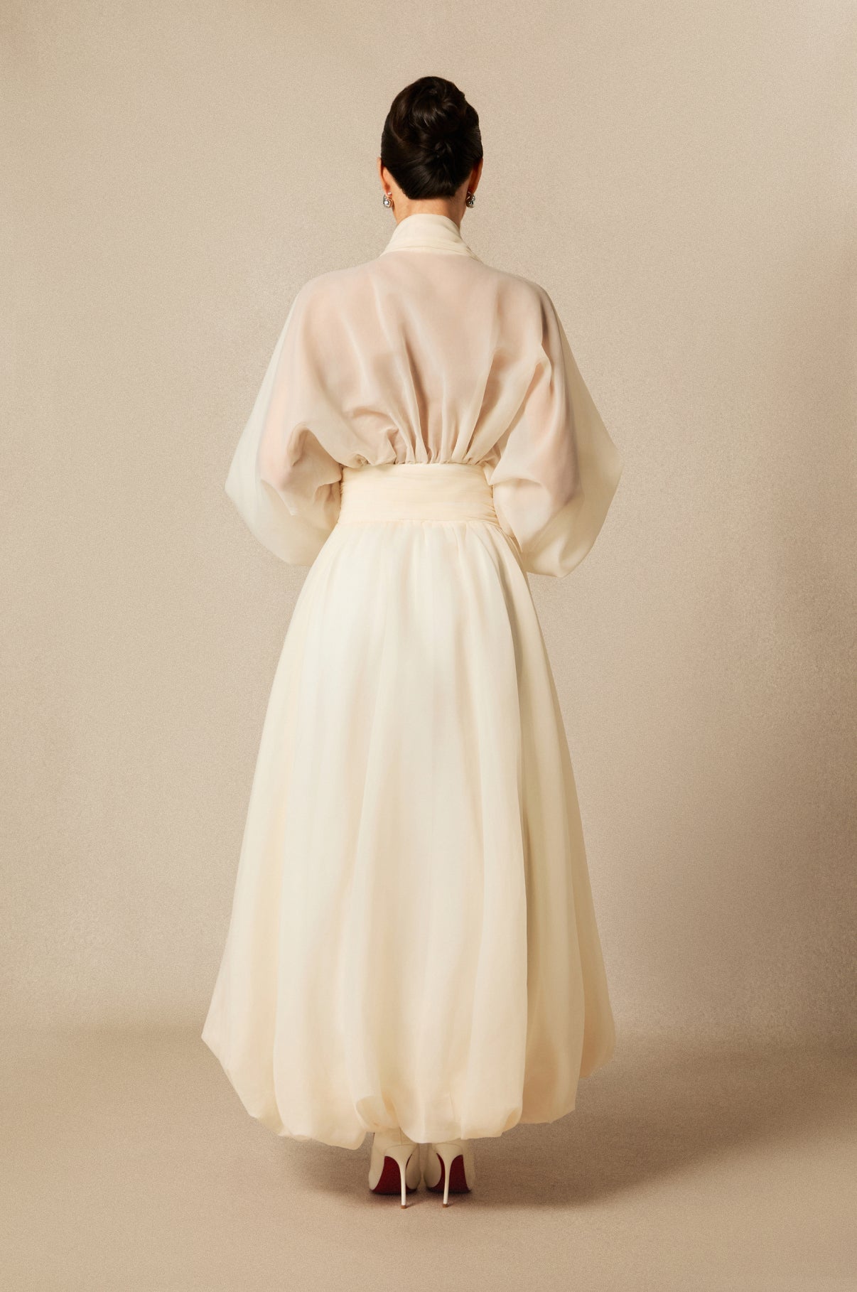 Lilly Deep V-neck Puff Sleeve Maxi Dress