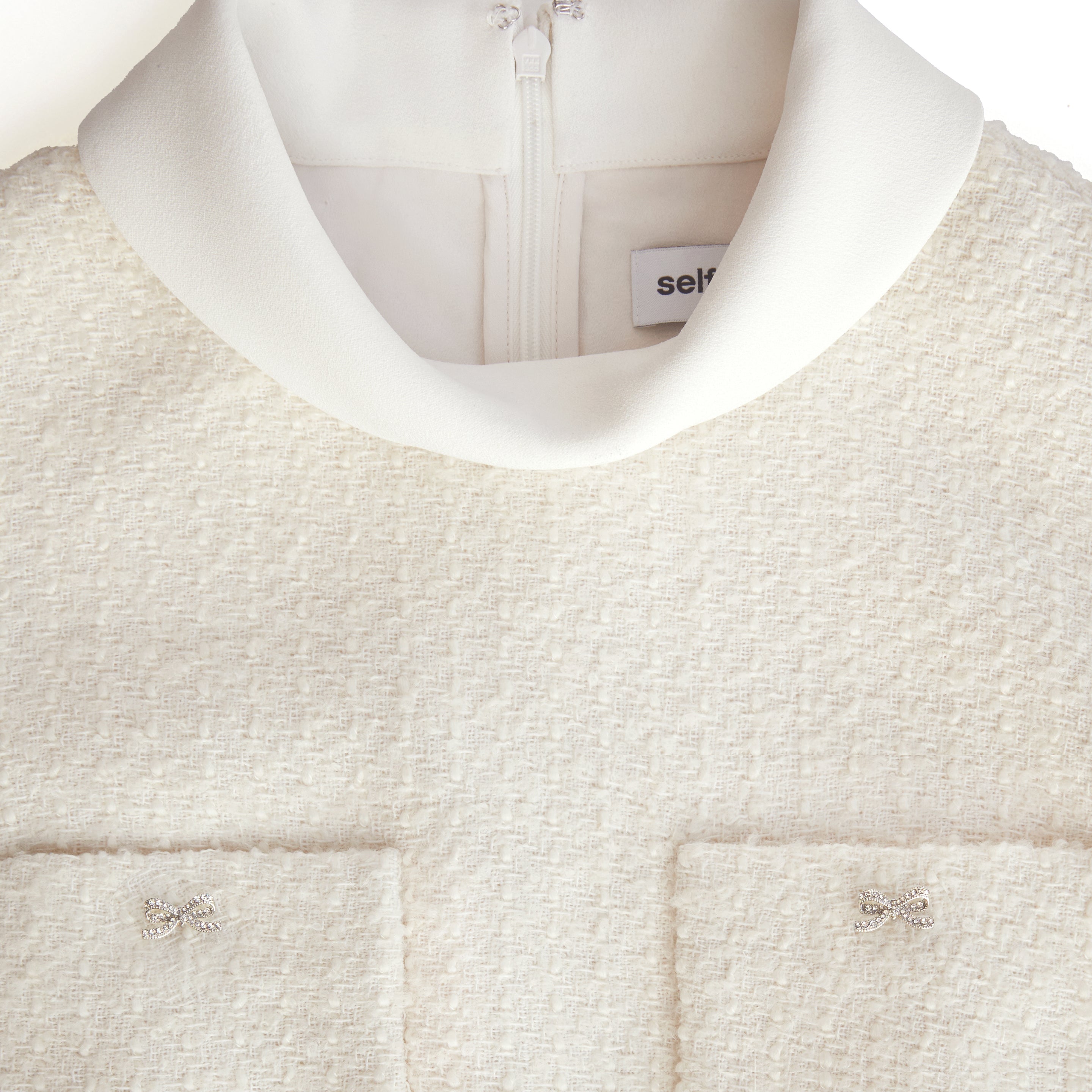 CREAM BOUCLE SLEEVELESS MIDI DRESS