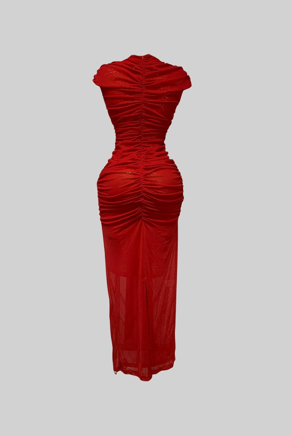 DRAPED CUT-OUT GOWN WITH GATHERED DETAILING