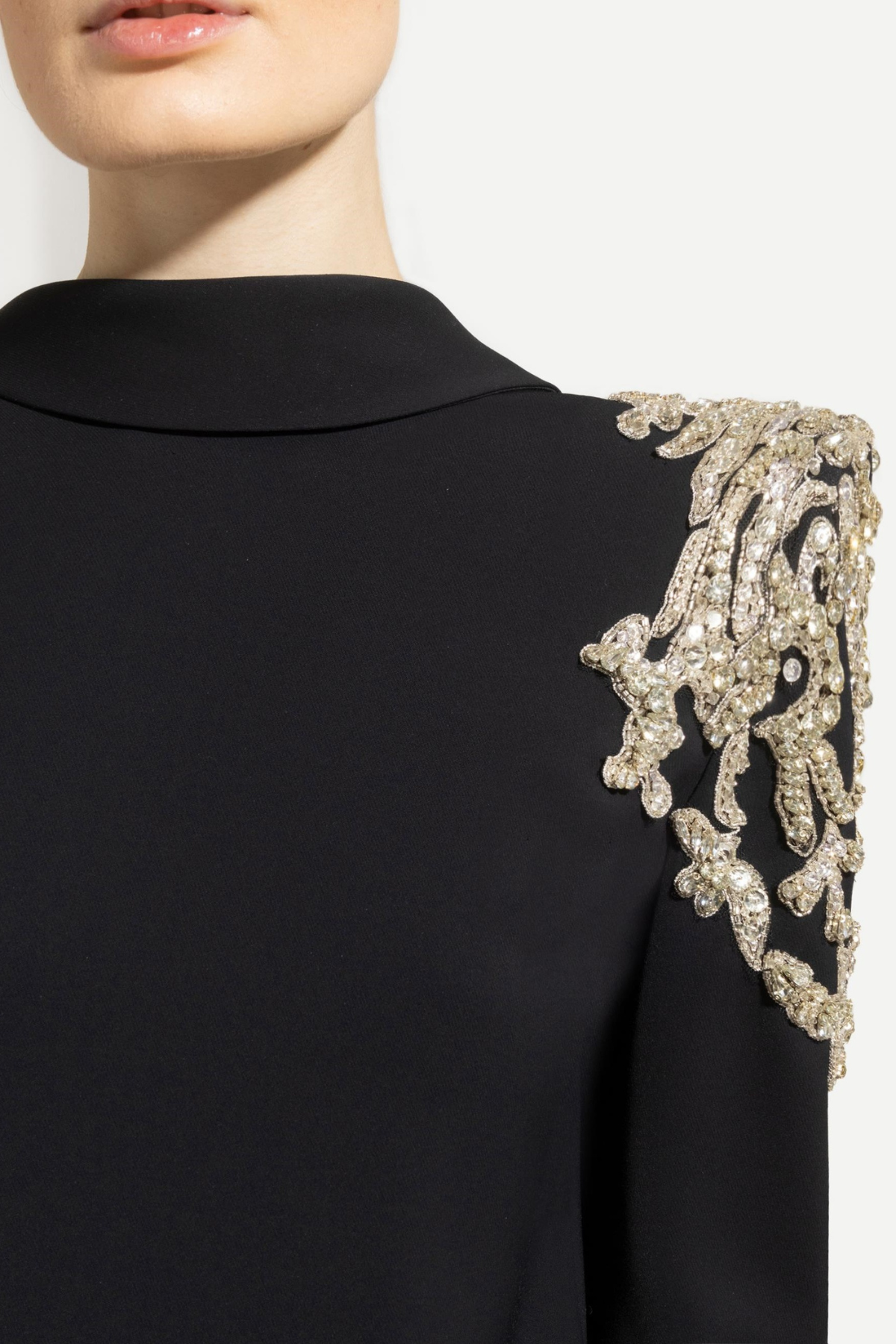 Lidia Black Open Back Embellished Maxi Dress