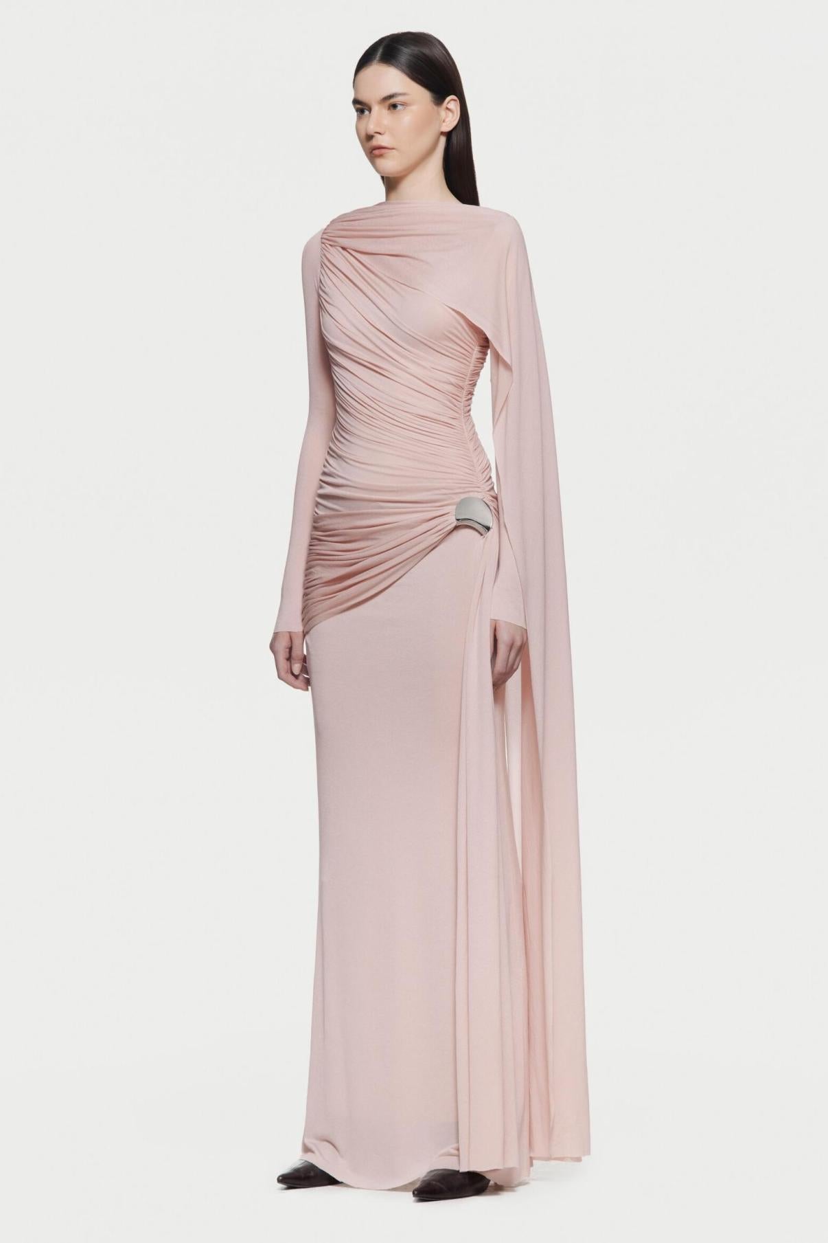 Hanayo Ruched Long Sleeve Maxi Dress