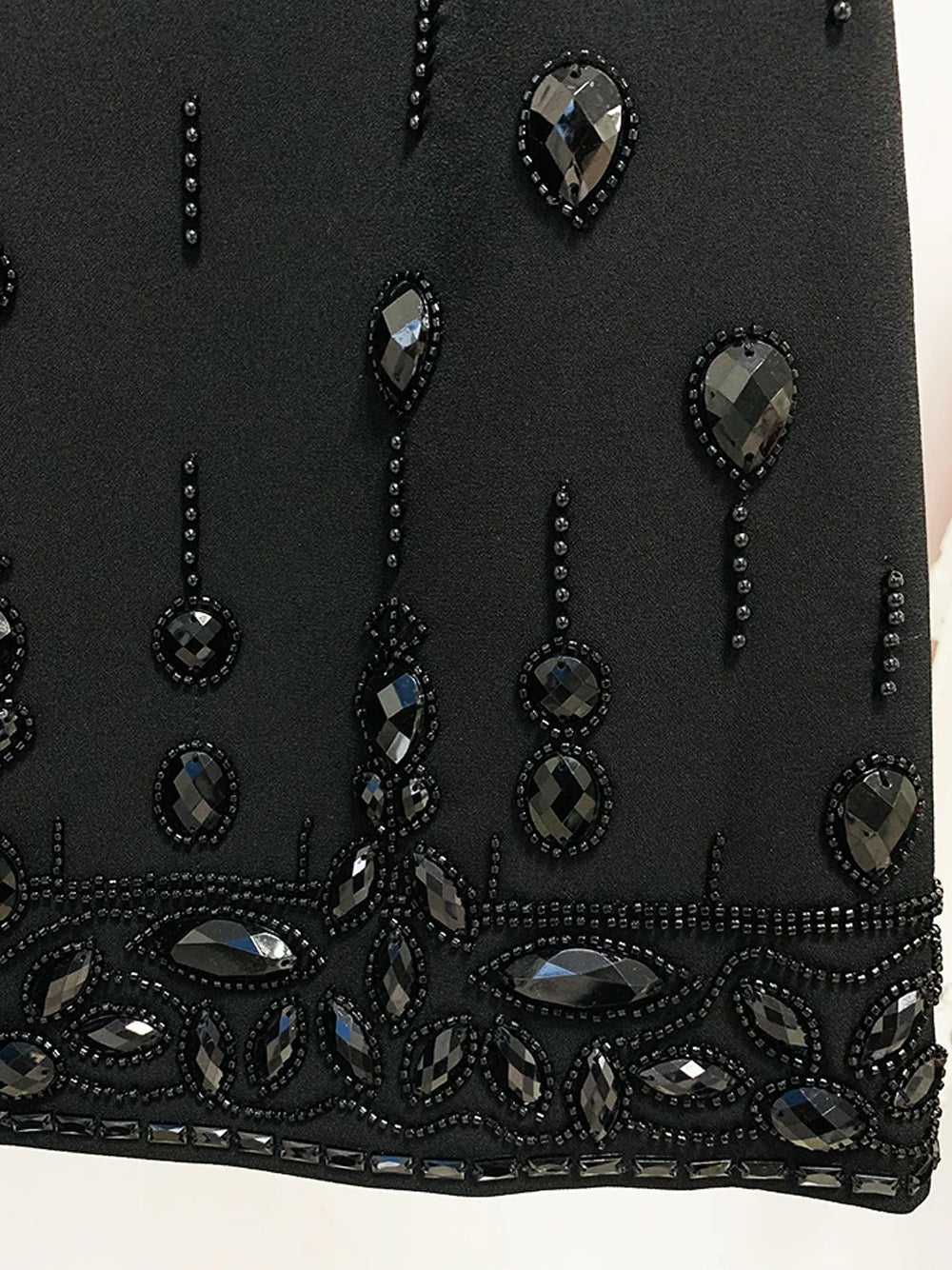 Beaded Biamond Cropped Top And skirt Suit