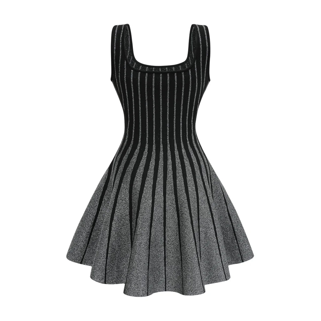 Anouk black glittered flared mini dress
