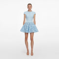 BLUE CREPE LACE MINI DRESS