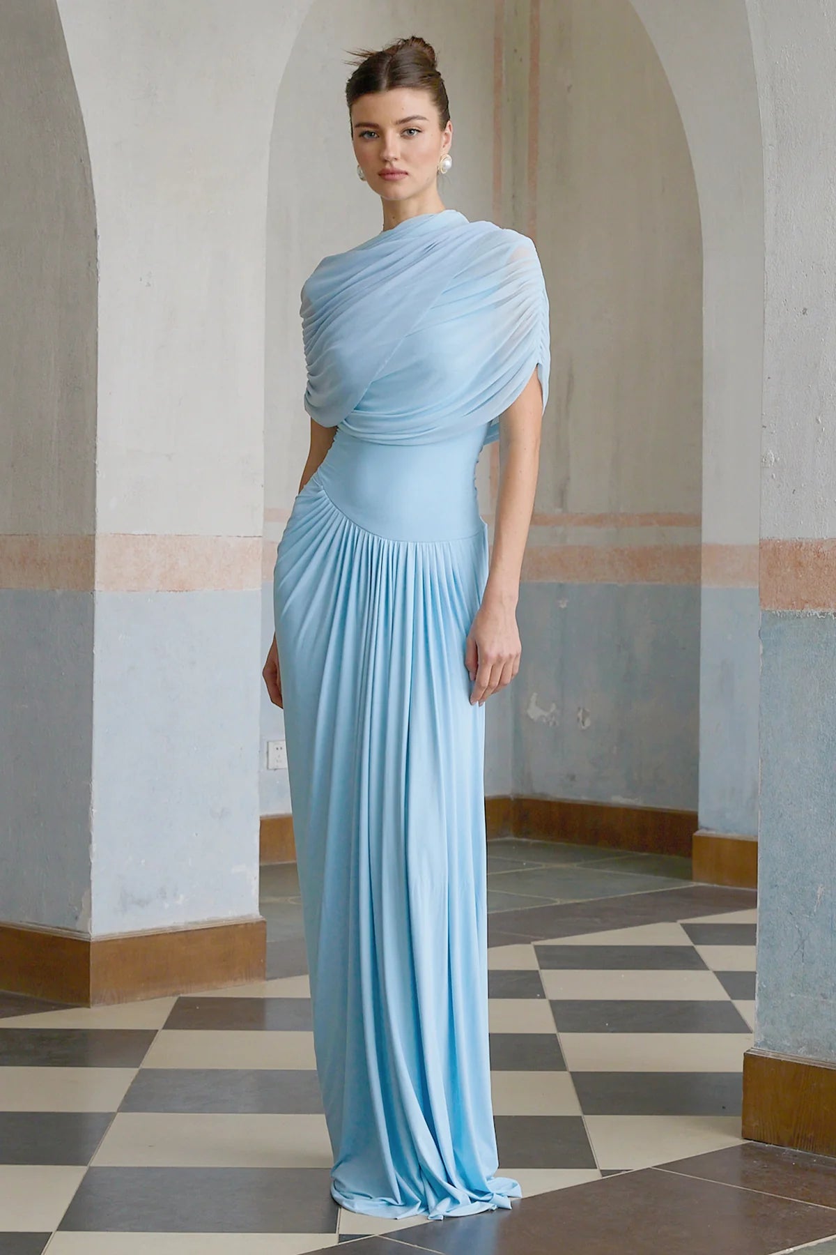 Catherine asymmetrical pleated maxi dress