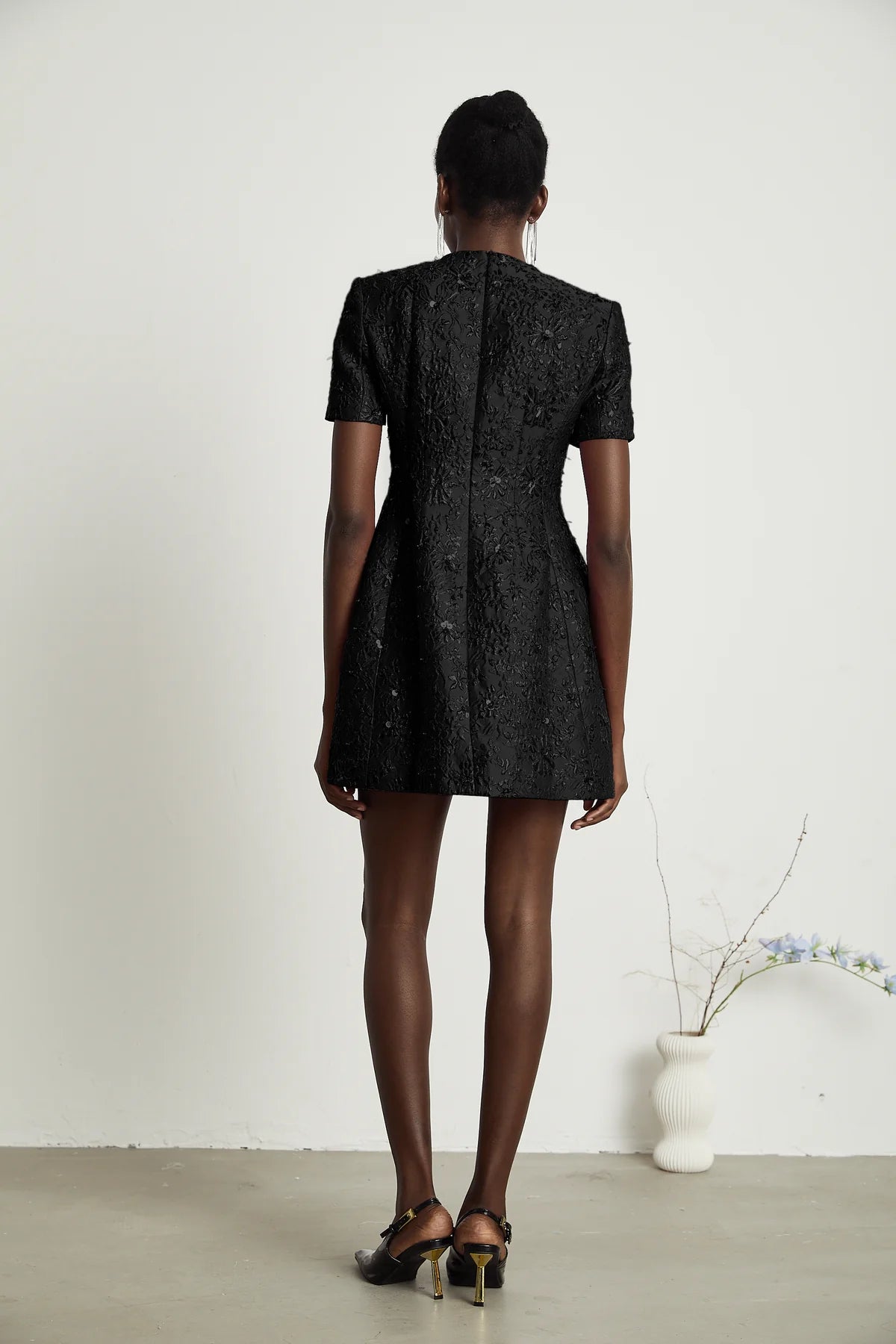 Celestia Floral-Appliqué Embellished Mini Dress