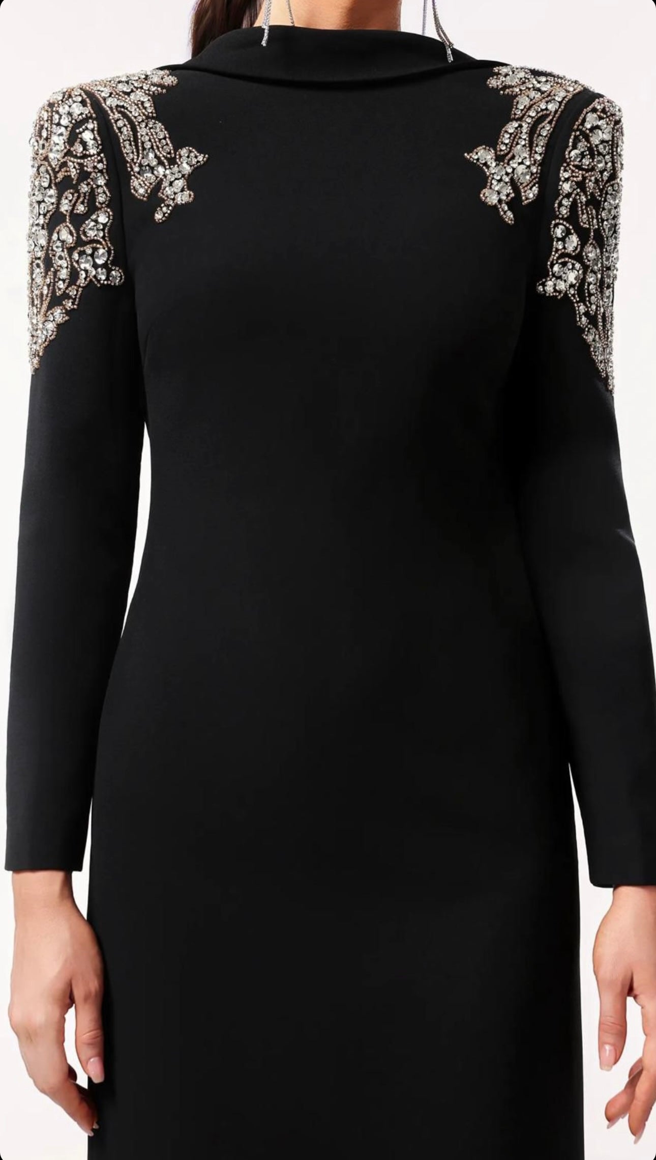 Lidia Black Open Back Embellished Maxi Dress