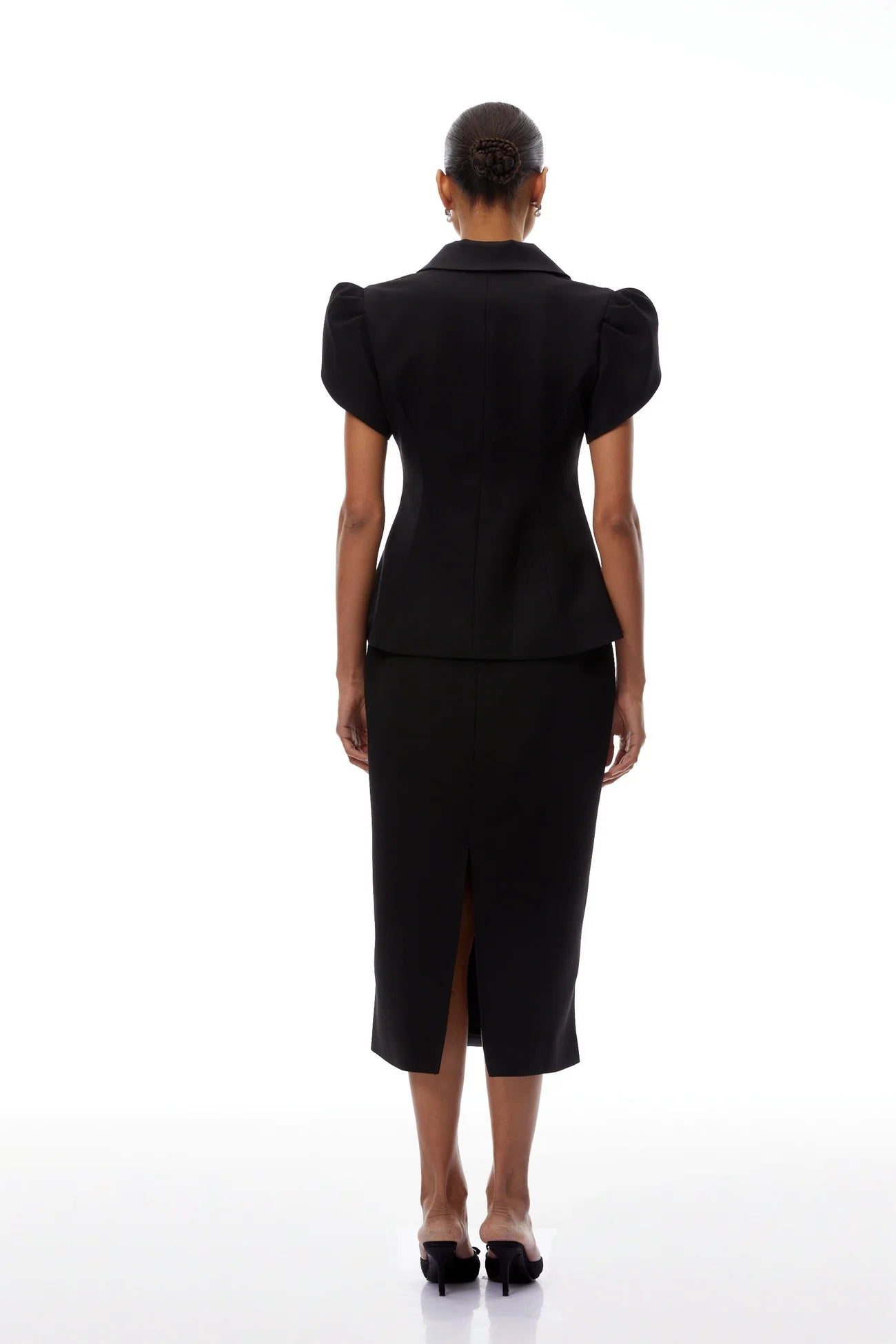 Acharya Black Blouse & Pencil Skirt Set