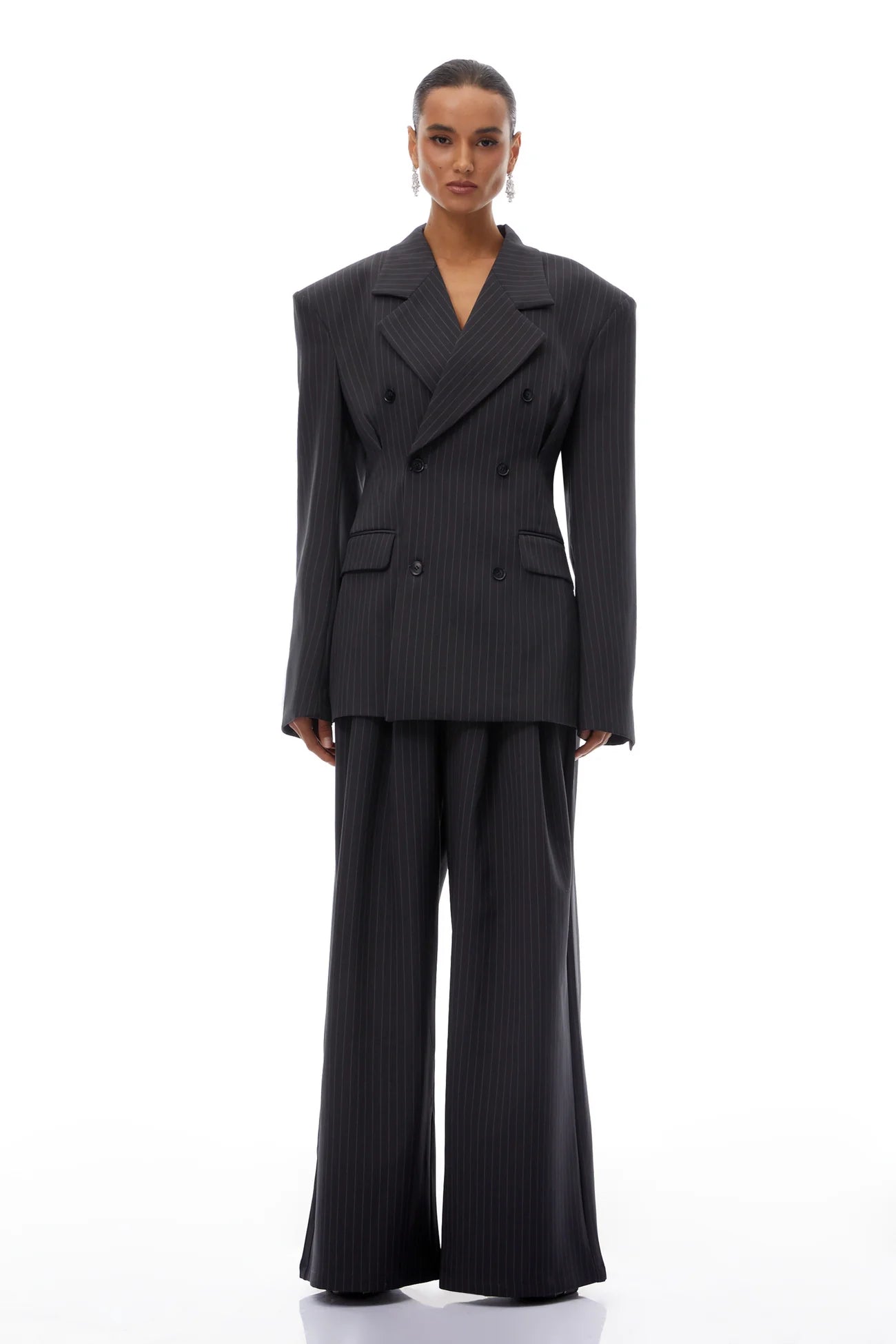 Giovanna Grey Pinstriped Blazer & Trousers Set