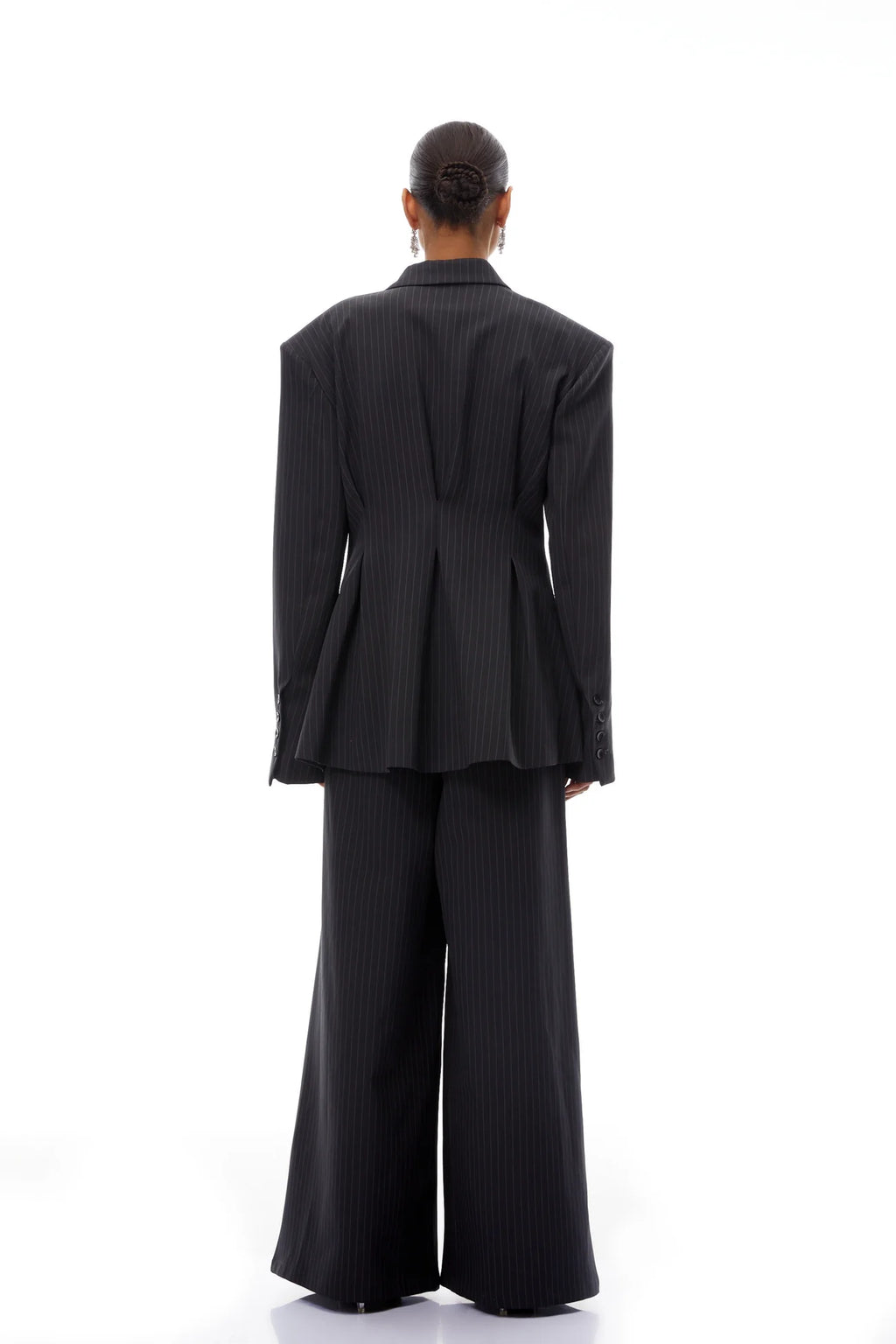 Giovanna Grey Pinstriped Blazer & Trousers Set