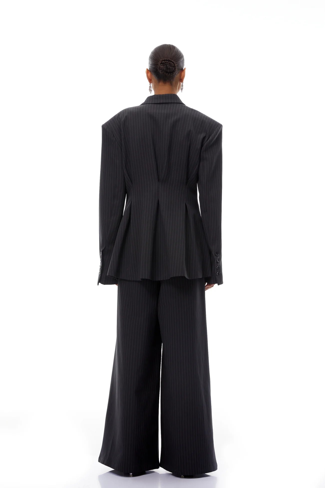 Giovanna Grey Pinstriped Blazer & Trousers Set