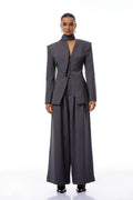 Neve Grey V-Neck Tailored Blazer