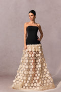 Irene Strapless Sheer Tulle Maxi Dress