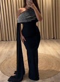 CELINA OFF SHOULDER CRYSTAL MAXI DRESS