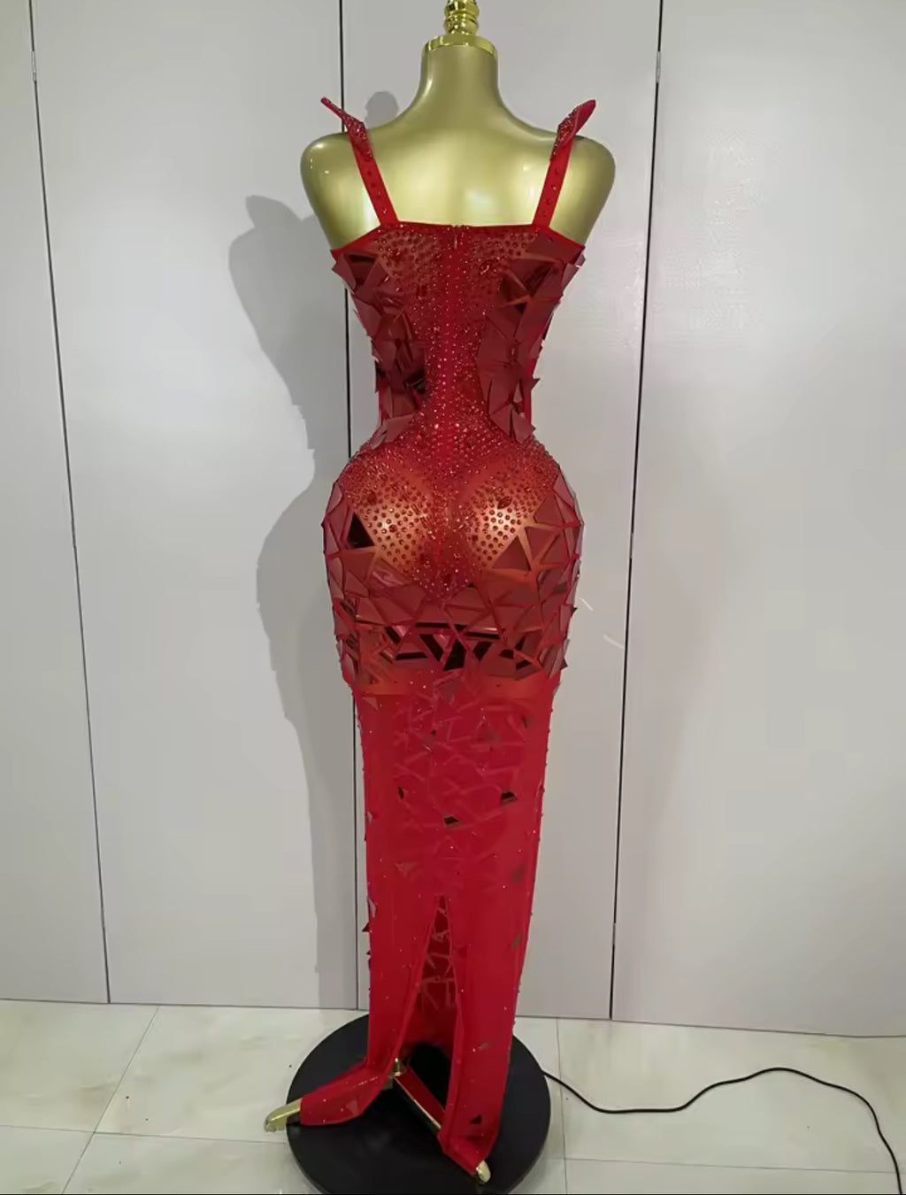 Glitter Mirror Sequins Red Corset Dres