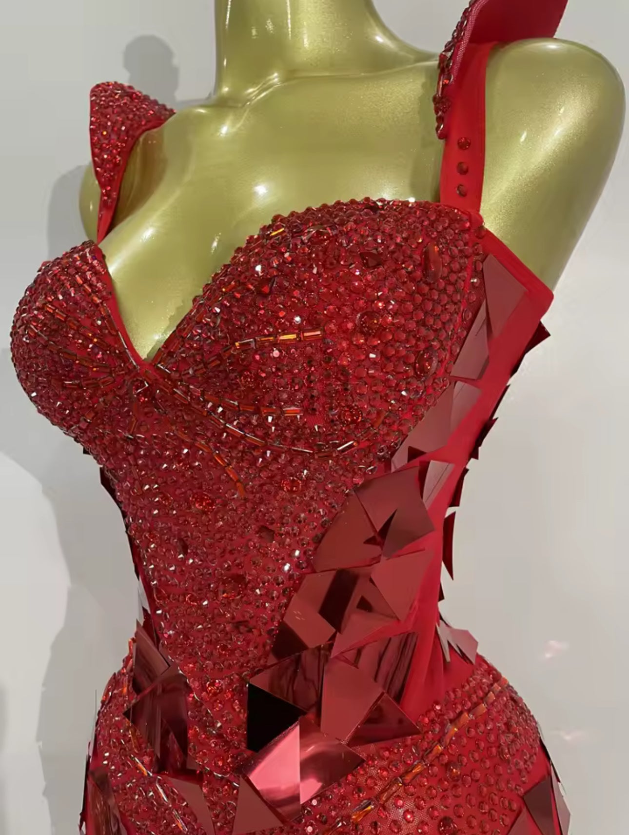 Glitter Mirror Sequins Red Corset Dres