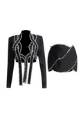 Emmalyn Latticed Embellished Blazer Set