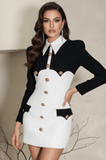 Contrast Button Bodycon Mini Dress