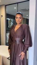 Renata Plunge Long Sleeve Maxi Dress
