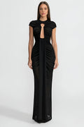 DRAPED CUT-OUT GOWN WITH GATHERED DETAILING