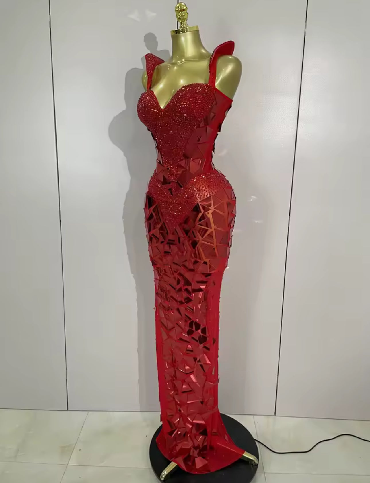 Glitter Mirror Sequins Red Corset Dres