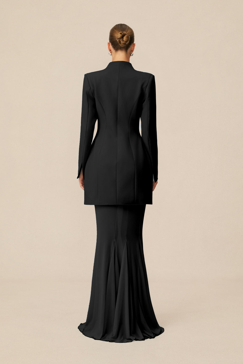 Myra Asymmetric Tailored Blazer & Sheer Mesh Skirt Set