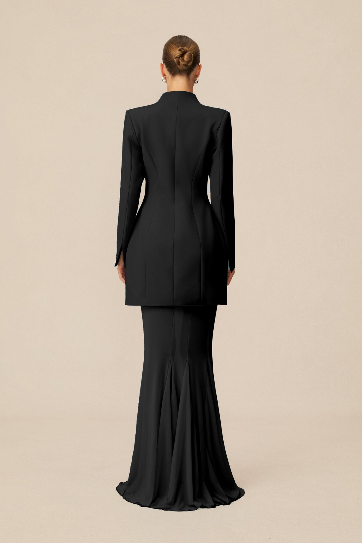 Myra Asymmetric Tailored Blazer & Sheer Mesh Skirt Set