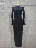 Women Long Sleeve Sexy Shinning Crystal Bodycon Long