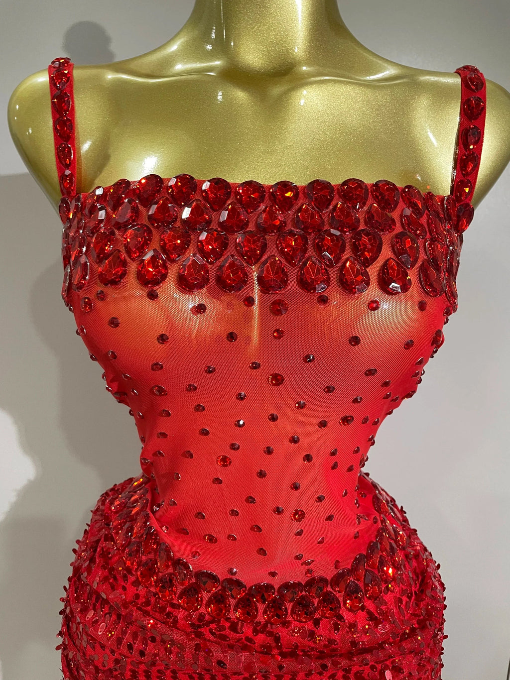 Sparkly Red Rhinestones Sequins Dress