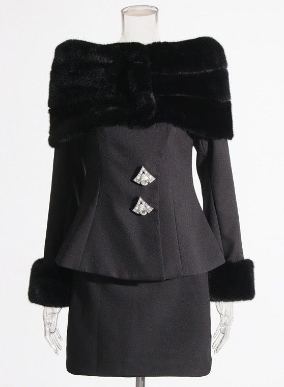 Priscilla Jacket Heart Pocket Skirt Set
