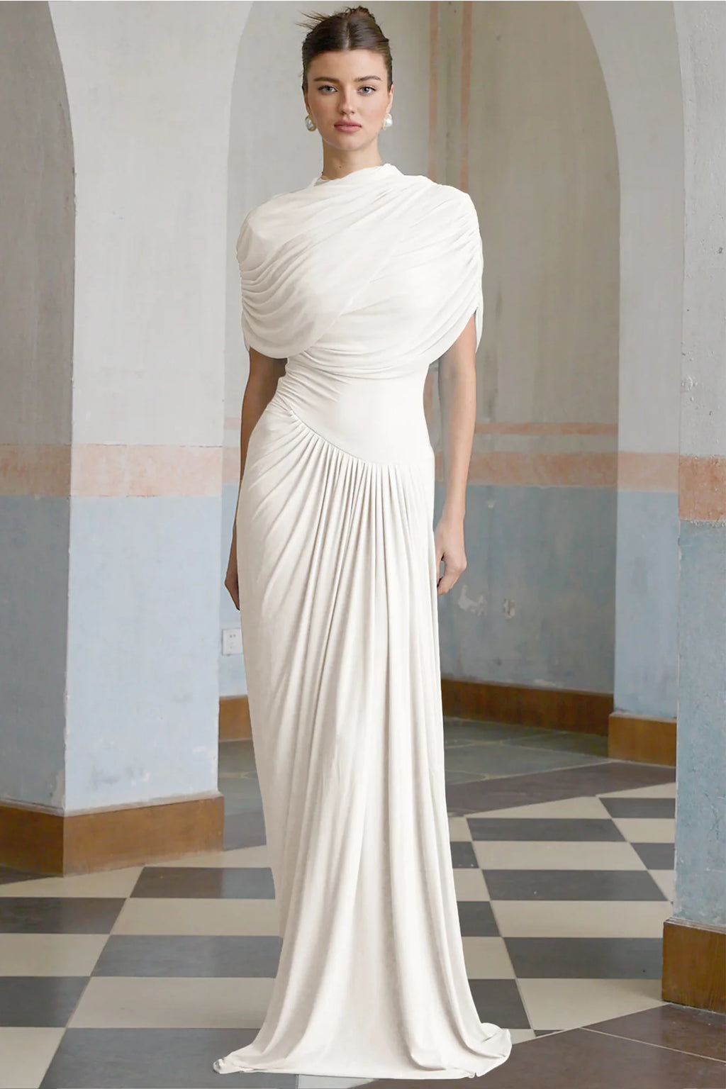 Catherine asymmetrical pleated maxi dress