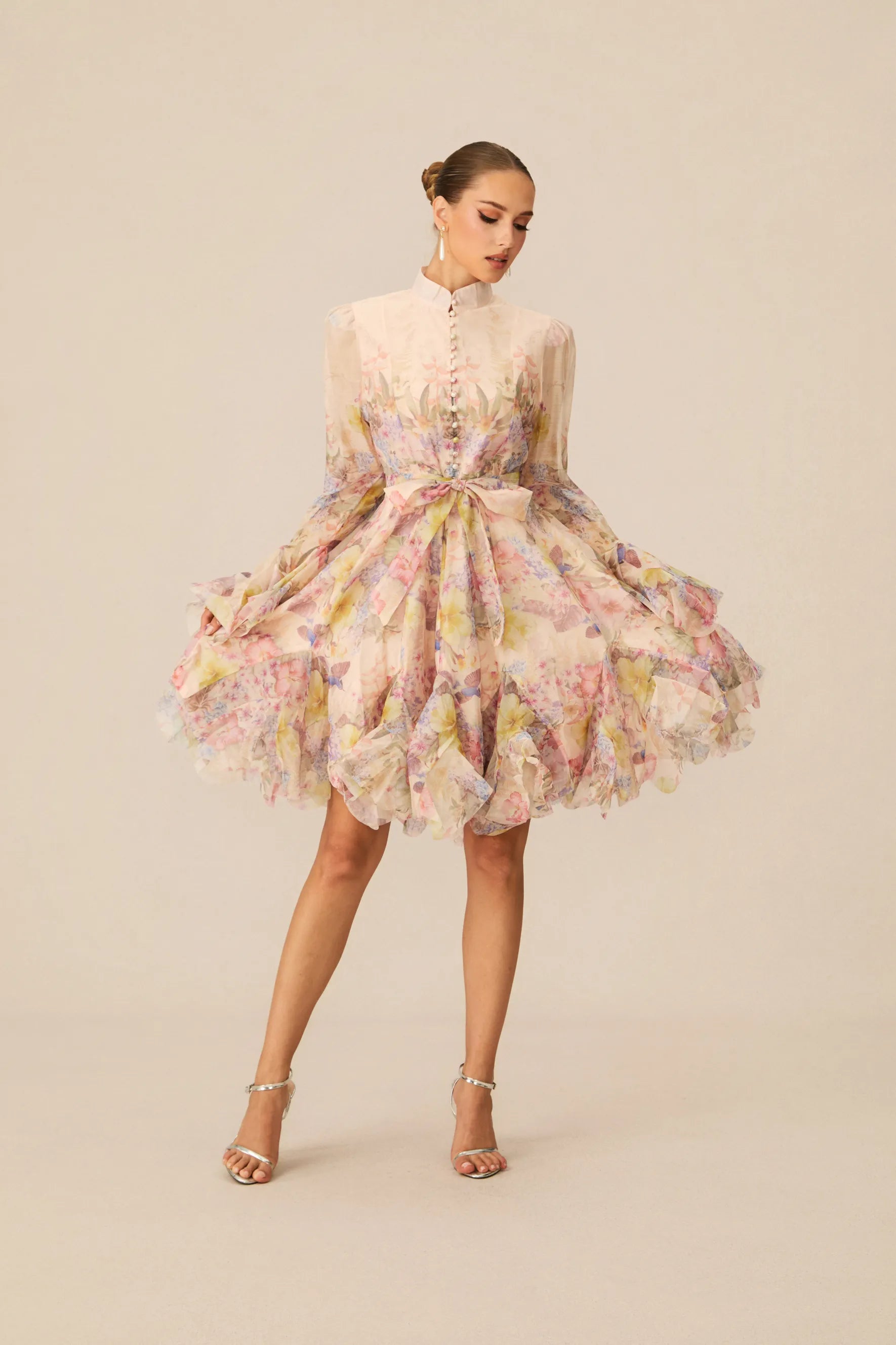 Lana Floral Print Flared Mini Dress