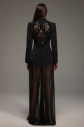 EMBELLISHED BLAZER & CHIFFON PANTS SET