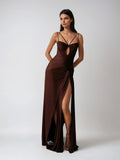 Ruched Draped Split Maxi Dress
