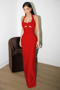 Halter Hollow Out Maxi Bandage Dress