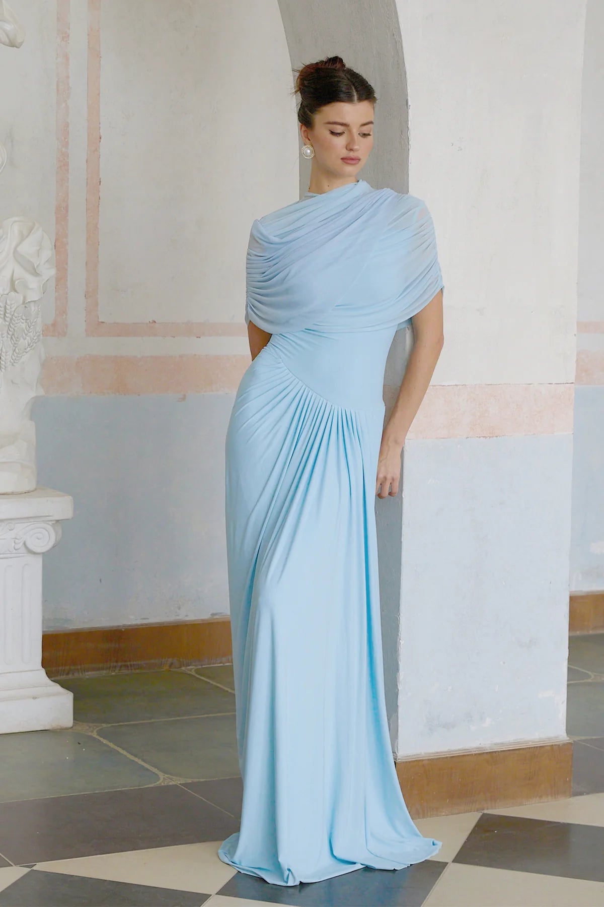 Catherine asymmetrical pleated maxi dress