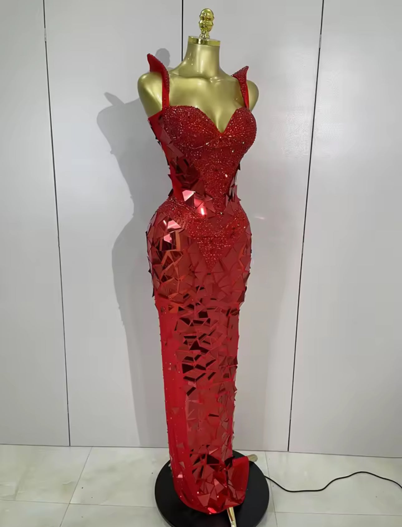 Glitter Mirror Sequins Red Corset Dres
