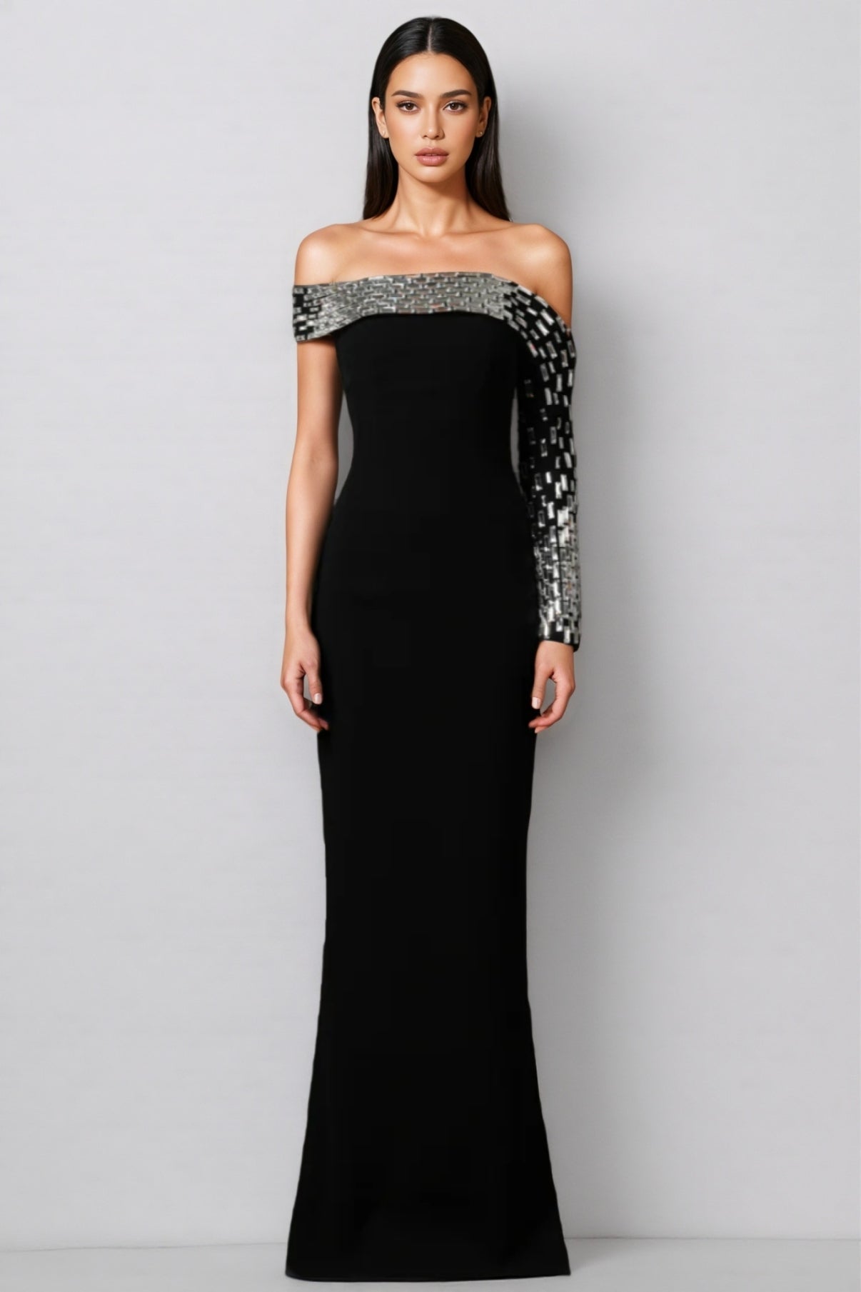 Wyran Diamond Black Bandage Maxi Dress
