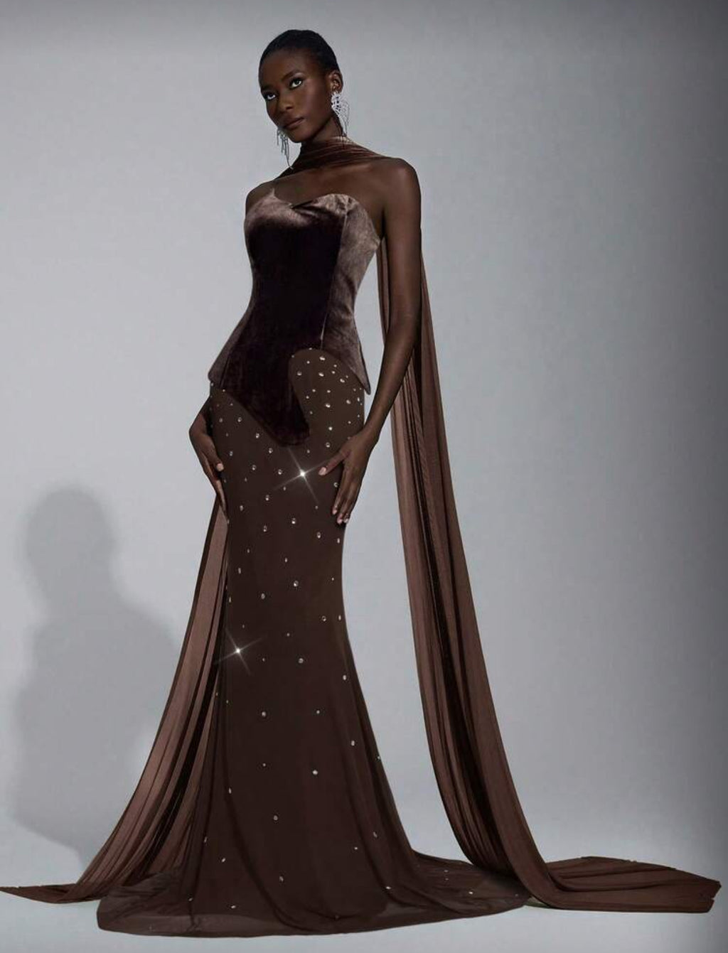 Eli Elegant Velvet Heavily Embellished Dress