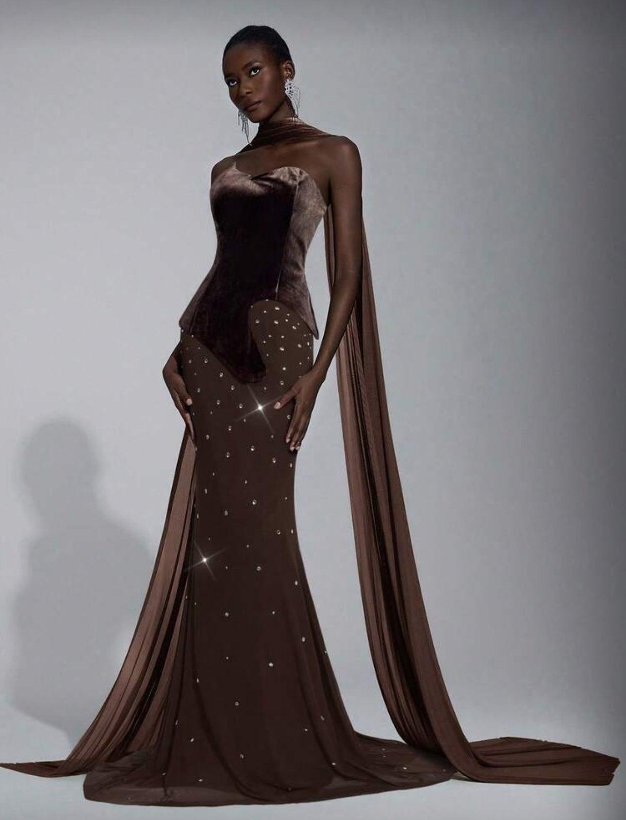 Eli Elegant Velvet Heavily Embellished Dress