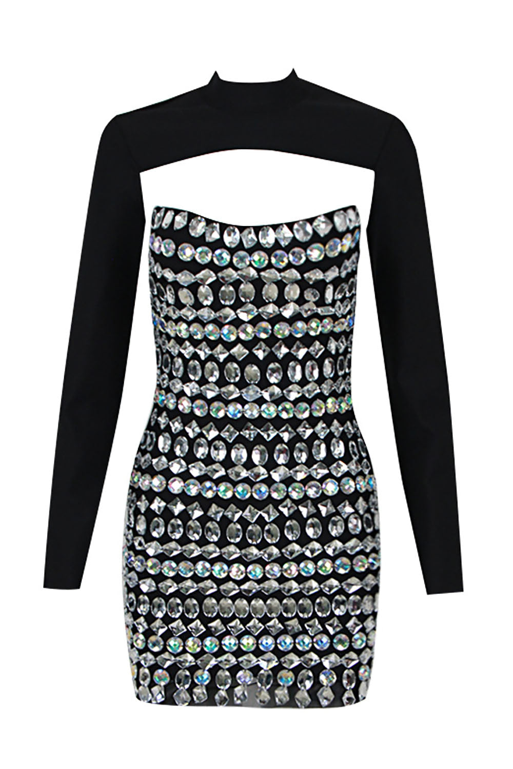 Rhinestone Embellishment Bandage Dress
