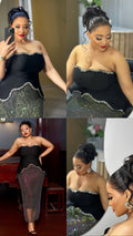 Rhinestone Off-Shoulder Top & Mesh Mid Waist
Skirt Set
