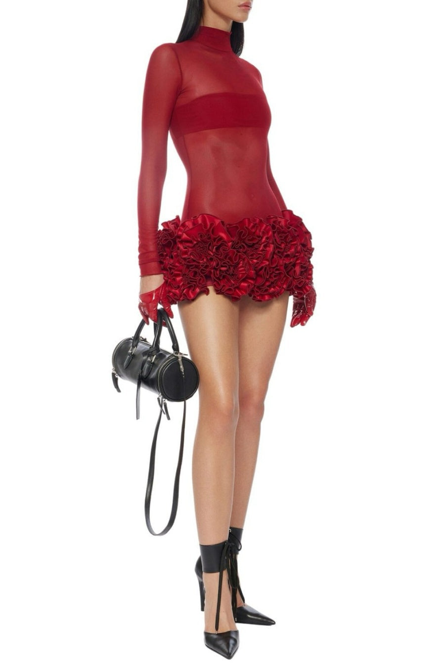 Fionna Floral Mesh Long Sleeve Mini Dress