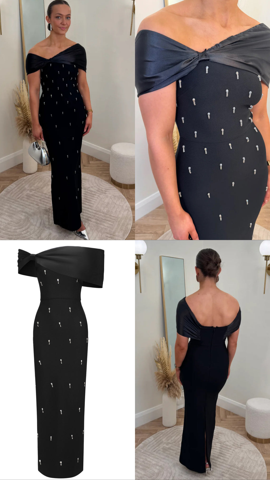 Palez Sleeveless One Shoulder Diamond Bow Bandage Maxi Dress