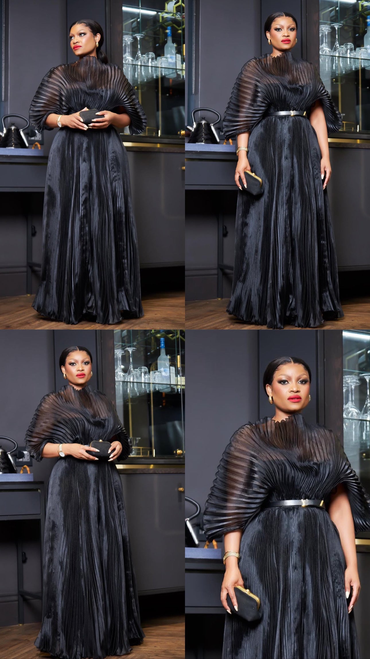 Pleated Dress with Belt