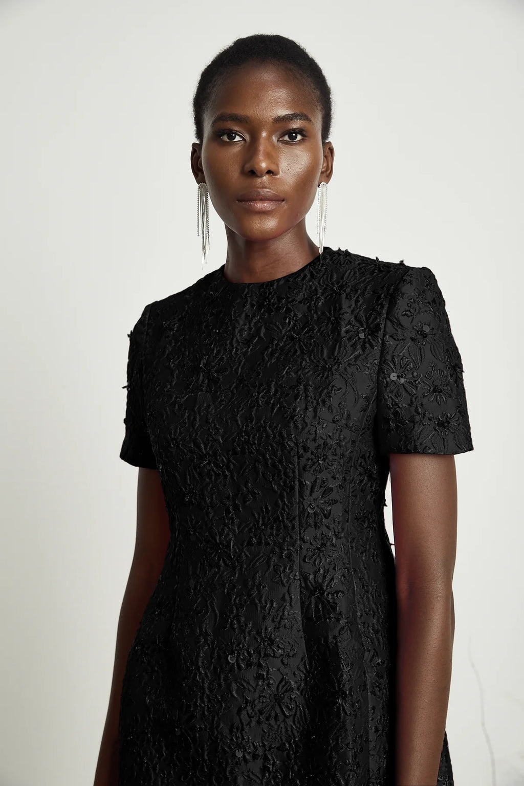 Celestia Floral-Appliqué Embellished Mini Dress