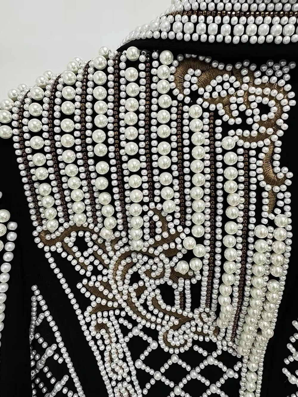 Luxury Pearl Beaded Women's Blazer Embellishments Wedding Prom Shawl Lapel Formal Party Suit Jacket